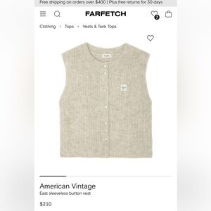 American Vintage grey Sleeveless Button Vest